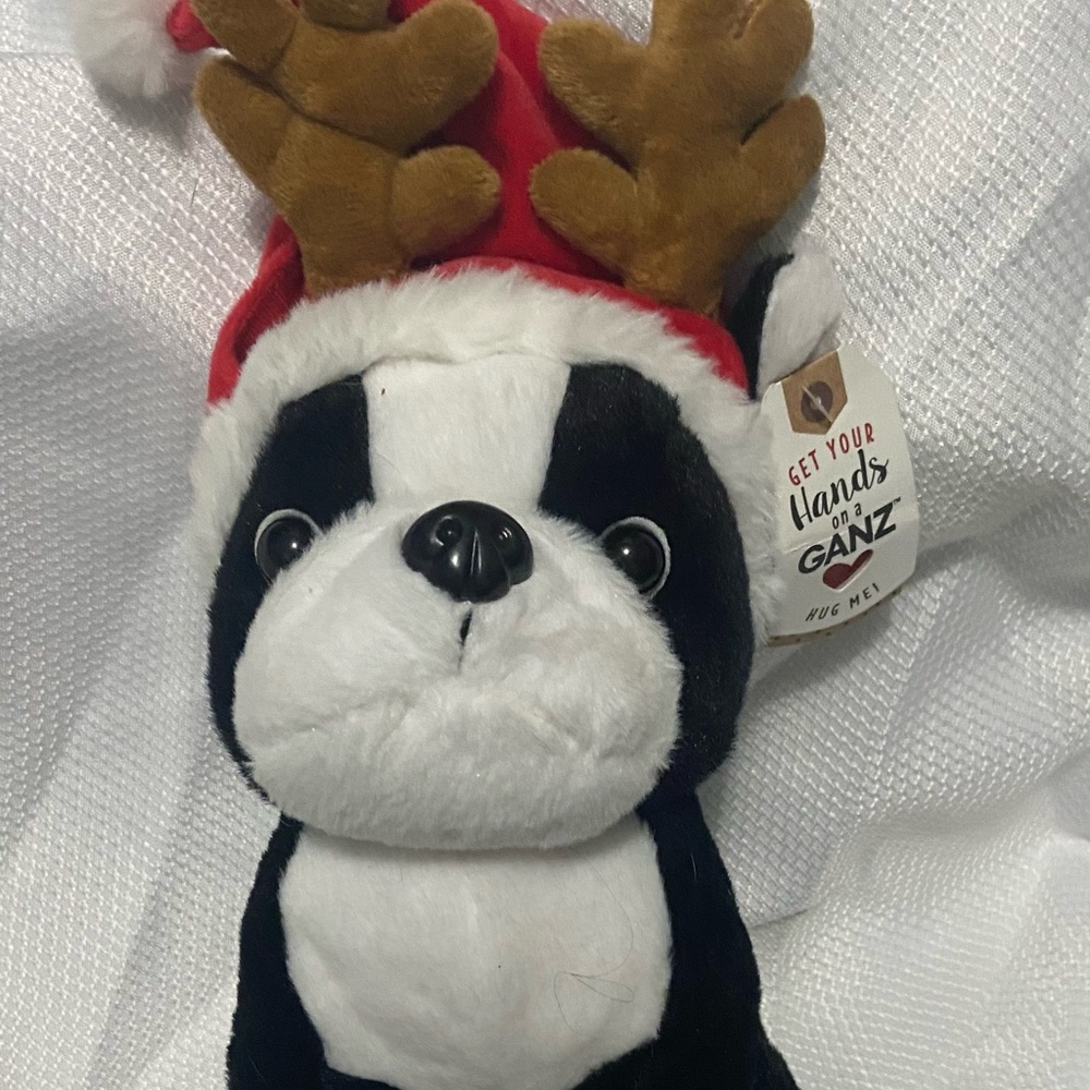 Ganz Happy Holidays Frankie Boston Terrier Plush Puppy Christmas puppy dog NWT
